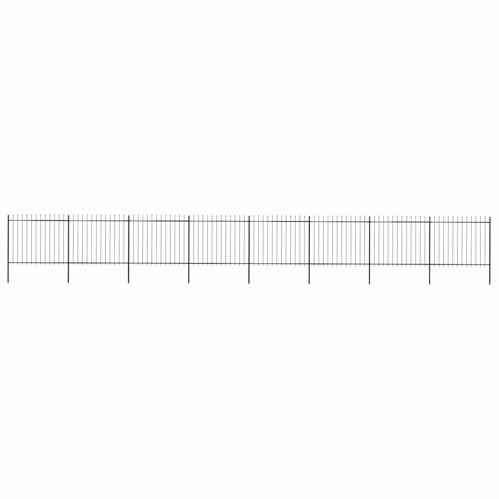 Garden Fence with Spear Top Steel 337x150 cm Black 1339 cm