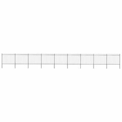 Garden Fence with Spear Top Steel 337x150 cm Black 1506 cm