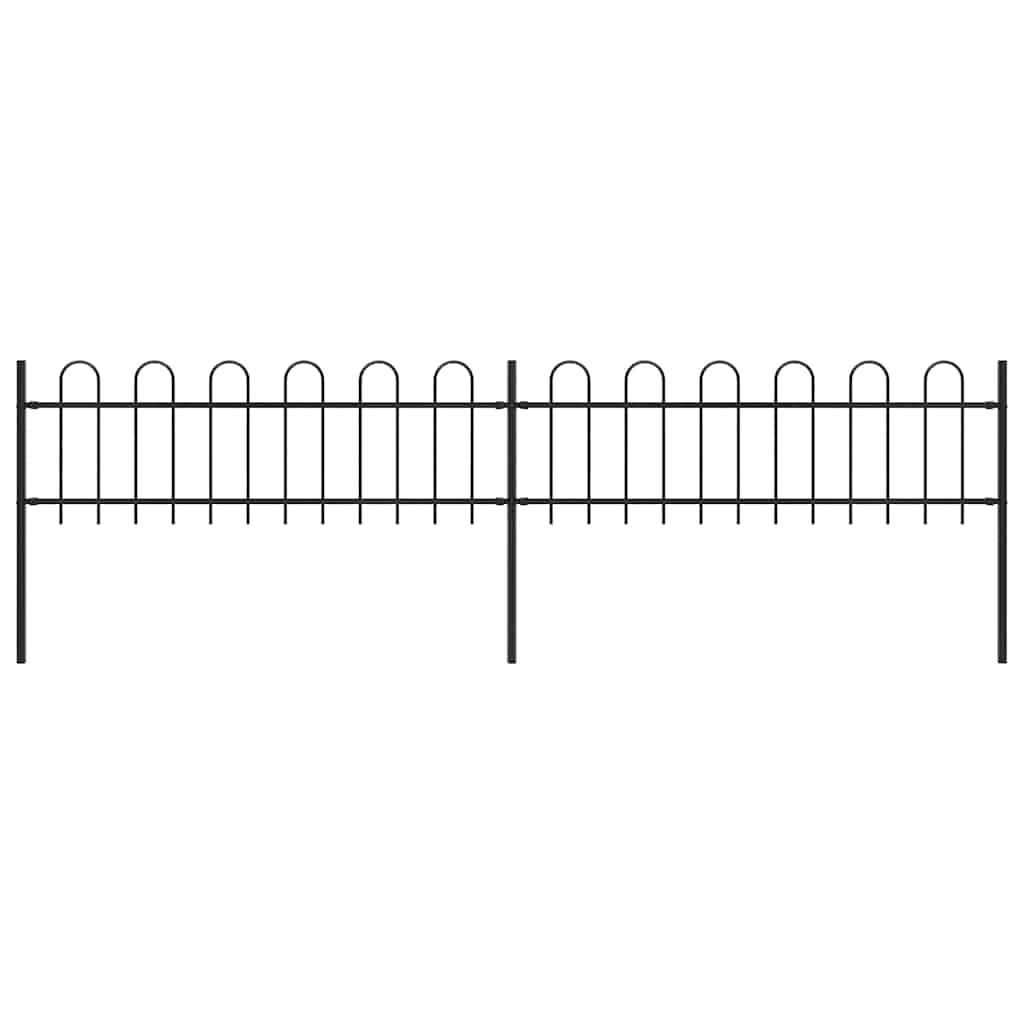 Garden Fence with Hoop Top Steel 337x60 cm Black 337 cm