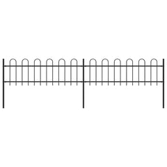 Garden Fence with Hoop Top Steel 337x60 cm Black 337 cm