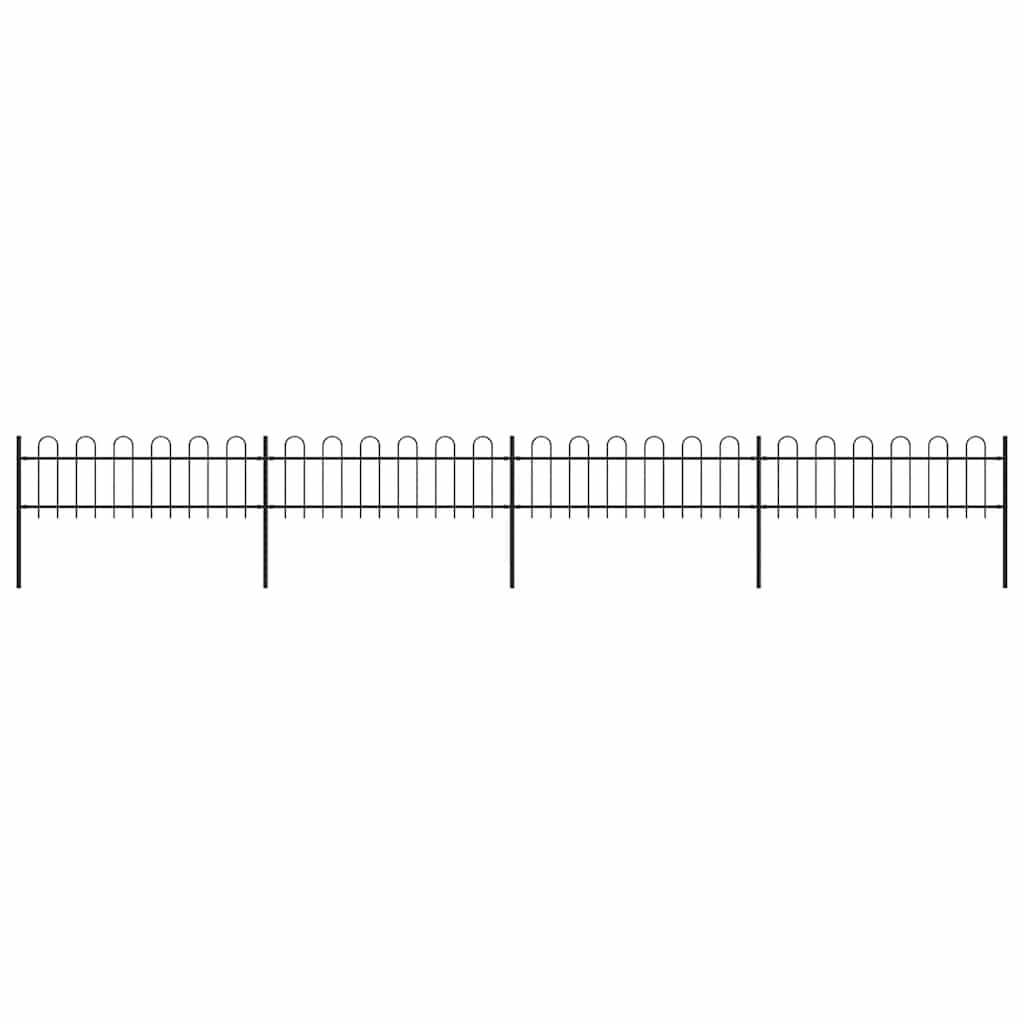 Garden Fence with Hoop Top Steel 337x60 cm Black 671 cm