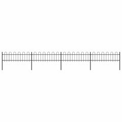 Garden Fence with Hoop Top Steel 337x60 cm Black 671 cm