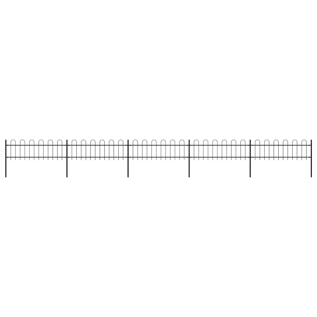 Garden Fence with Hoop Top Steel 337x60 cm Black 838 cm