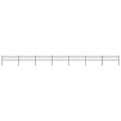 Garden Fence with Hoop Top Steel 337x60 cm Black 1172 cm