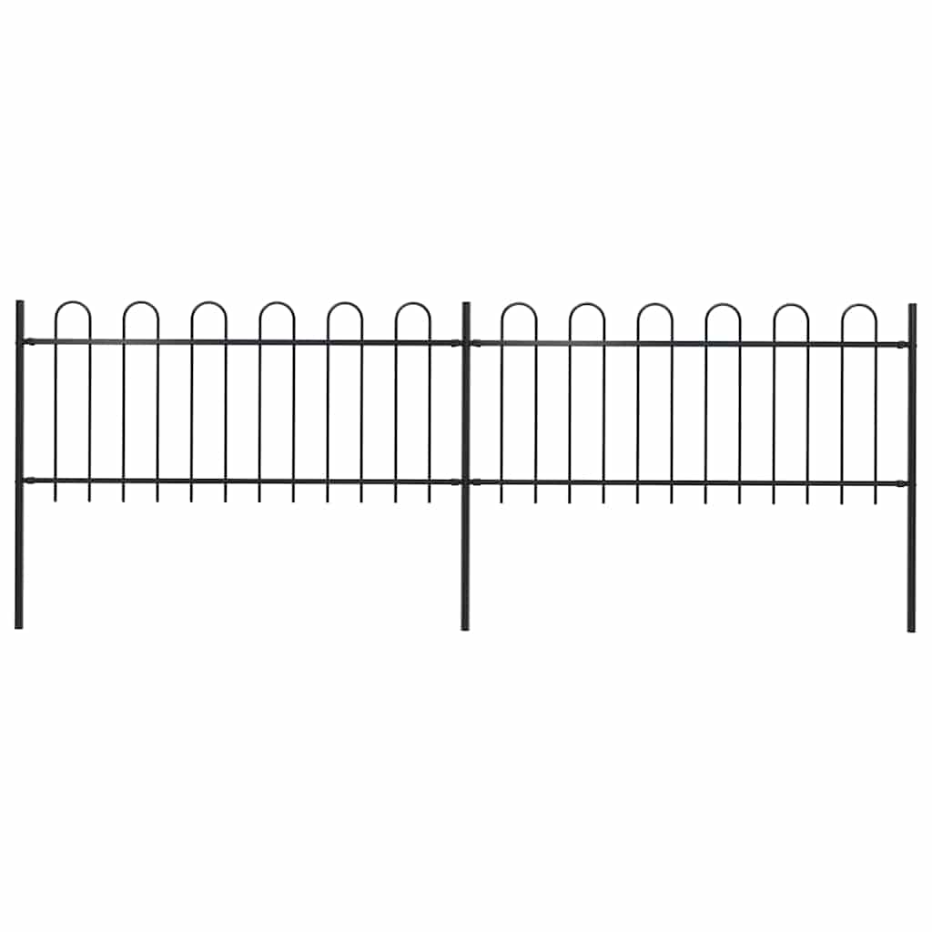 Garden Fence with Hoop Top Steel 337x80 cm Black 337 cm
