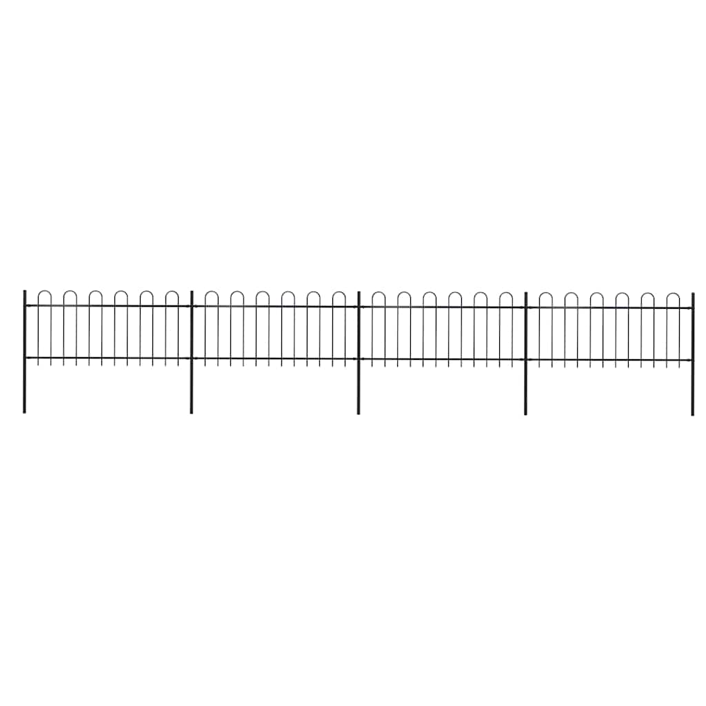 Garden Fence with Hoop Top Steel 337x80 cm Black 671 cm