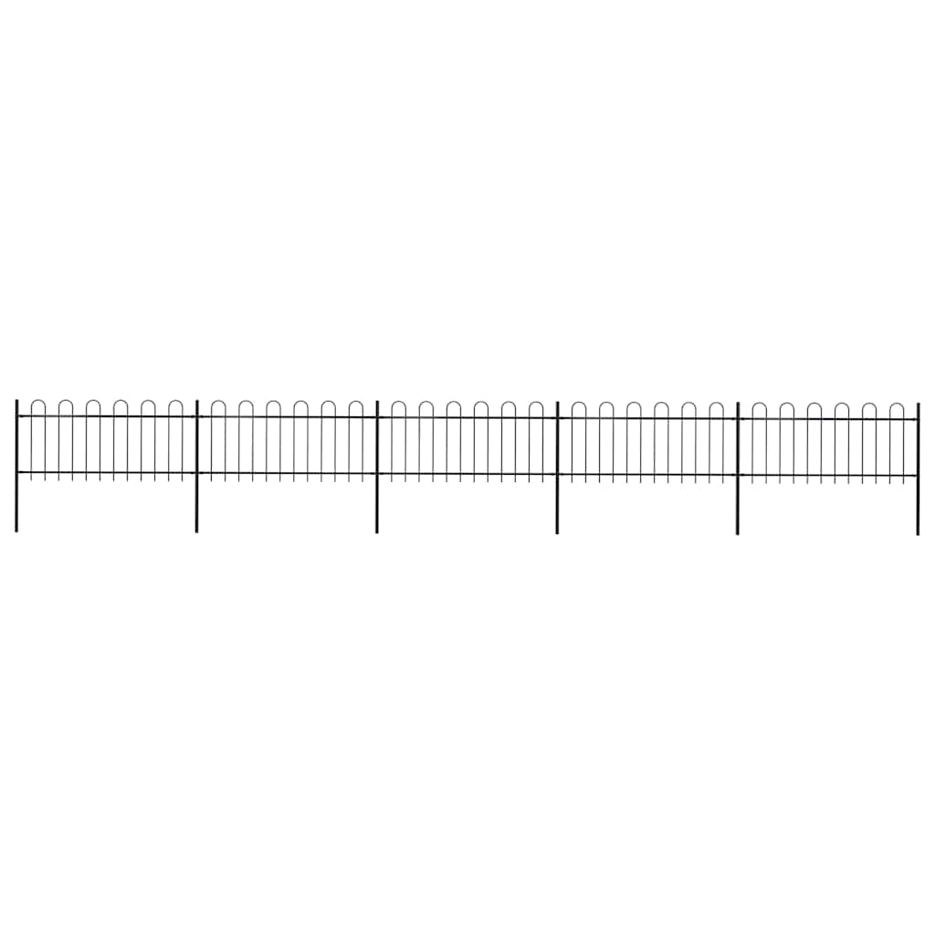 Garden Fence with Hoop Top Steel 337x80 cm Black 838 cm