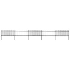 Garden Fence with Hoop Top Steel 337x80 cm Black 838 cm