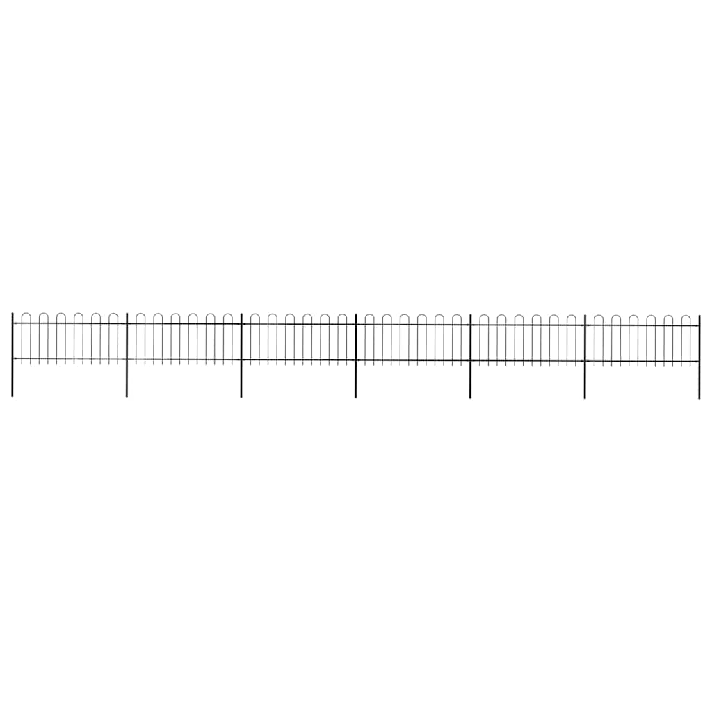 Garden Fence with Hoop Top Steel 337x80 cm Black 1005 cm