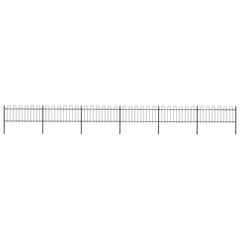 Garden Fence with Hoop Top Steel 337x80 cm Black 1005 cm