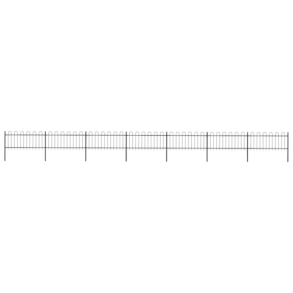 Garden Fence with Hoop Top Steel 337x80 cm Black 1172 cm