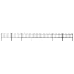 Garden Fence with Hoop Top Steel 337x80 cm Black 1172 cm