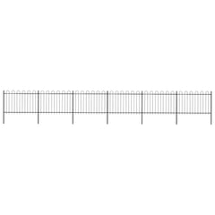 Garden Fence with Hoop Top Steel 337x120 cm Black 1005 cm