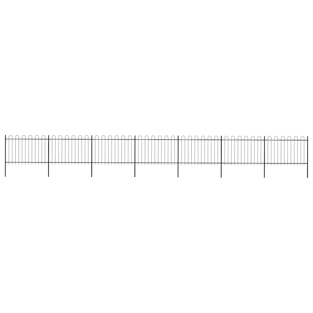 Garden Fence with Hoop Top Steel 337x120 cm Black 1172 cm