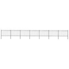 Garden Fence with Hoop Top Steel 337x120 cm Black 1172 cm