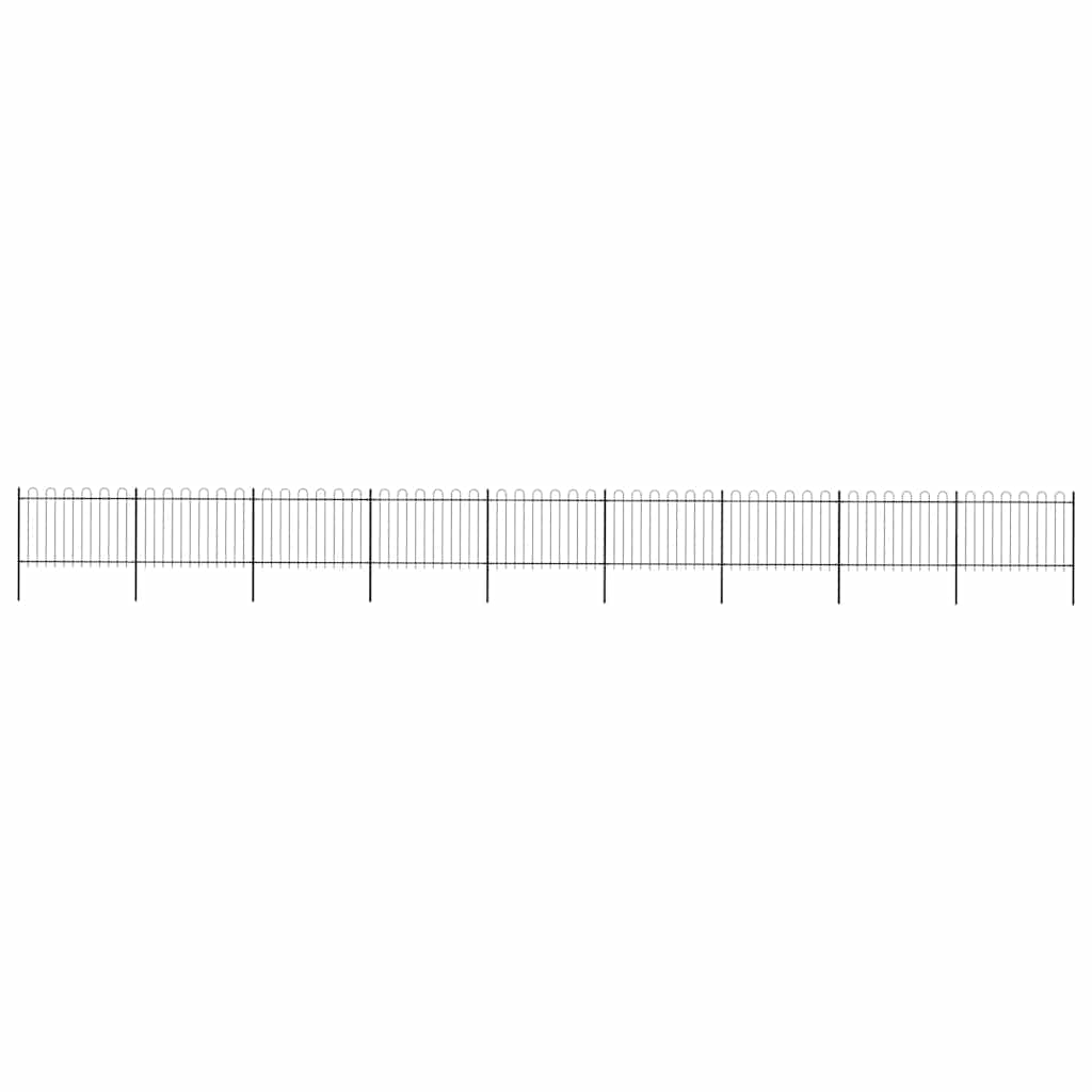 Garden Fence with Hoop Top Steel 337x120 cm Black 1506 cm
