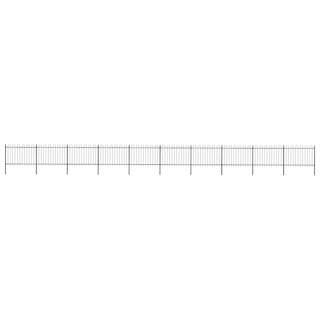 Garden Fence with Hoop Top Steel 337x120 cm Black 1673 cm