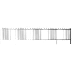 Garden Fence with Hoop Top Steel 337x150 cm Black 838 cm
