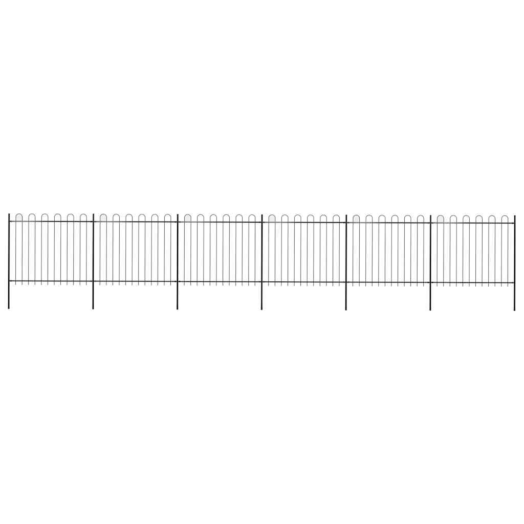 Garden Fence with Hoop Top Steel 337x150 cm Black 1005 cm