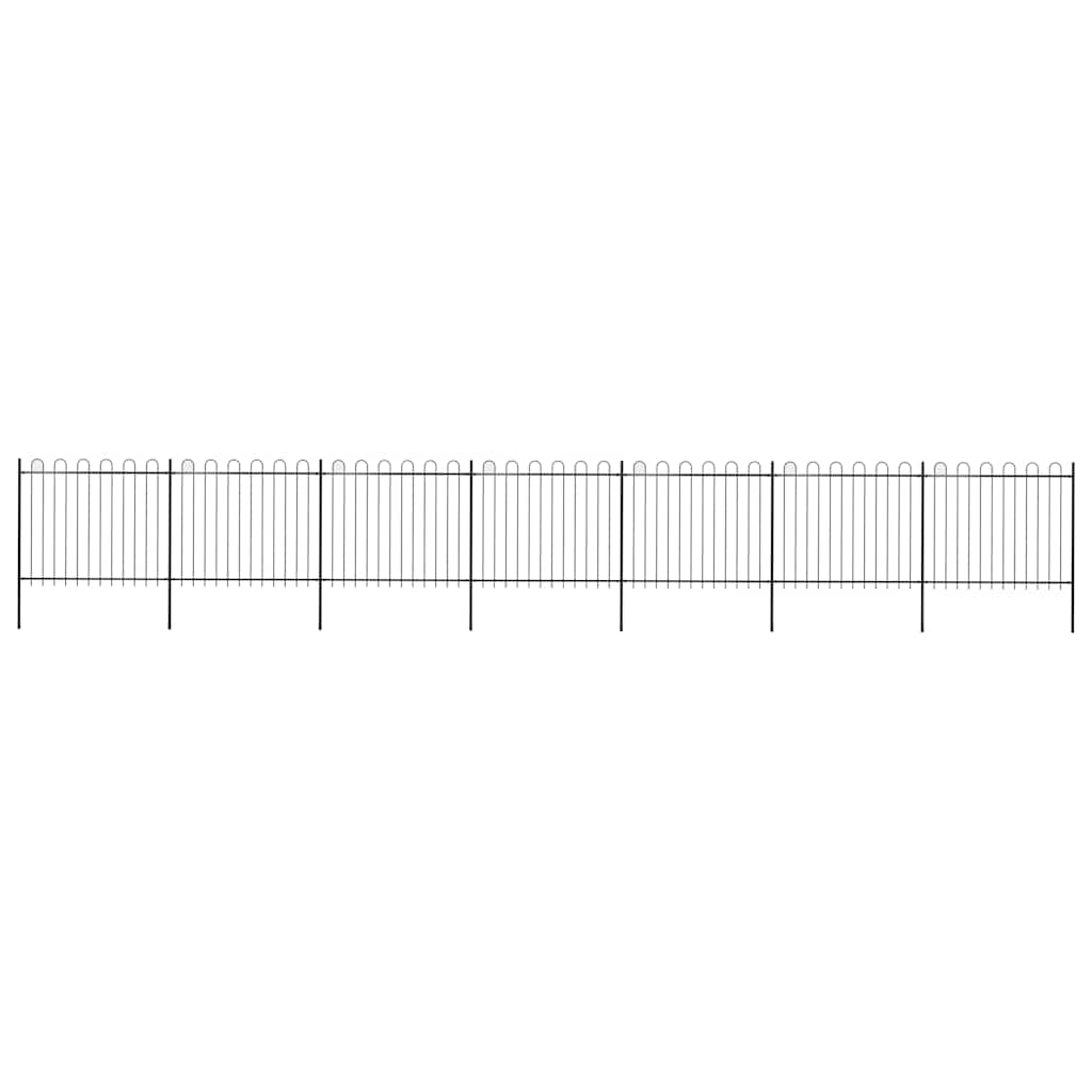 Garden Fence with Hoop Top Steel 337x150 cm Black 1172 cm