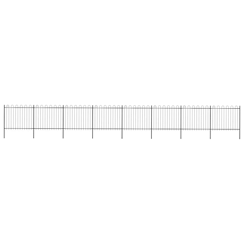 Garden Fence with Hoop Top Steel 337x150 cm Black 1339 cm