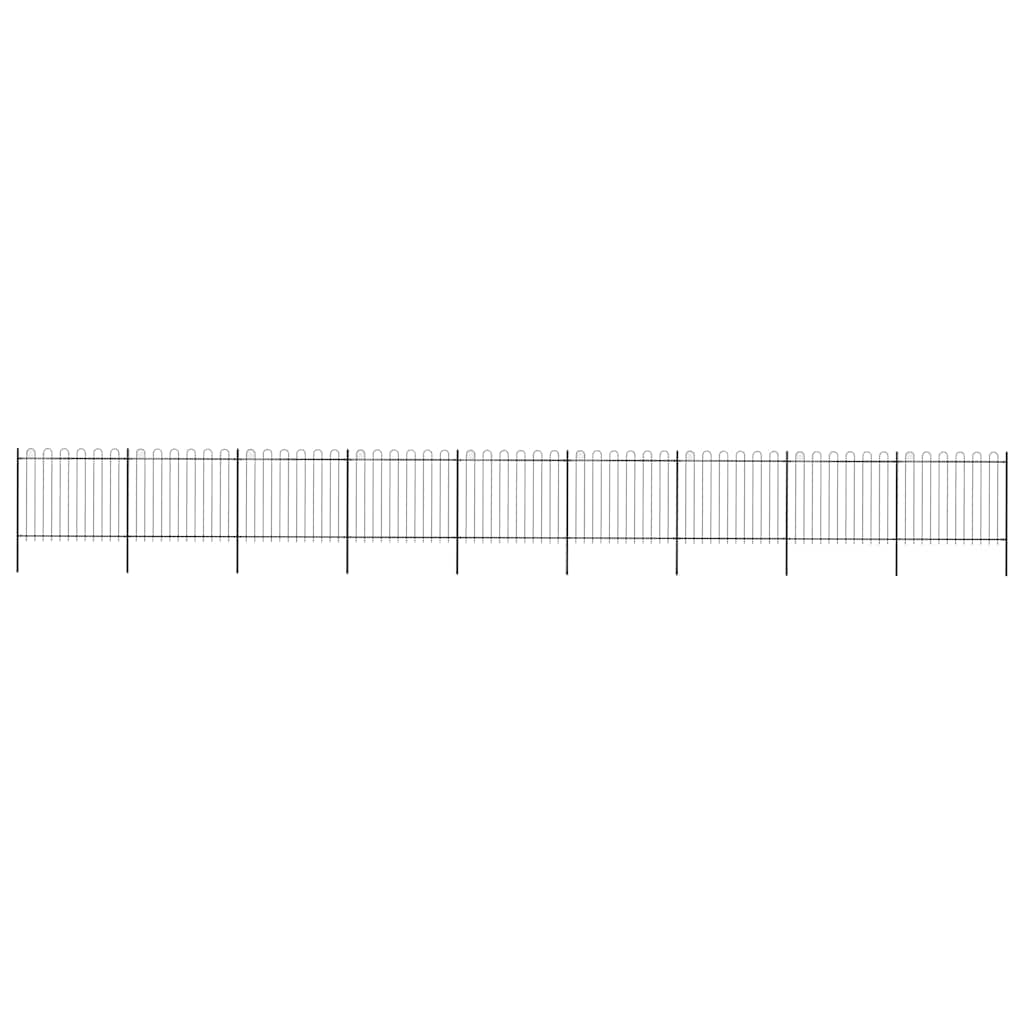 Garden Fence with Hoop Top Steel 337x150 cm Black 1506 cm