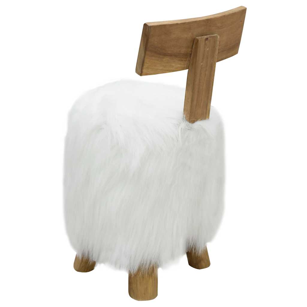 Stool Solid Teak Wood White