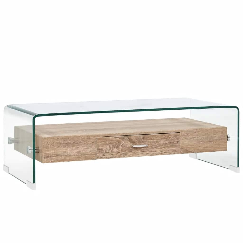284747 vidaXL Coffee Table Clear 98x45x31 cm Tempered Glass 1