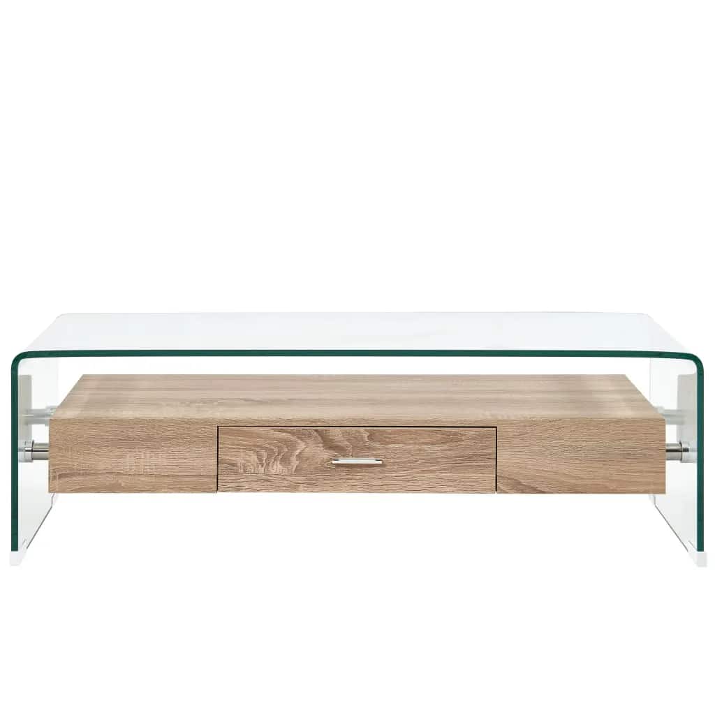 284747 vidaXL Coffee Table Clear 98x45x31 cm Tempered Glass 2