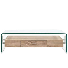 284747 vidaXL Coffee Table Clear 98x45x31 cm Tempered Glass 2