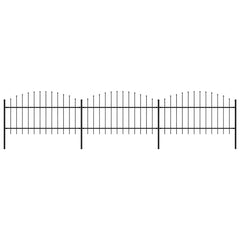 Garden Fence with Spear Top Steel 355x125 cm Black Height 100-125 cm 530 cm