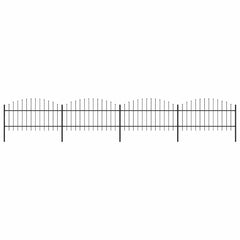 Garden Fence with Spear Top Steel 355x125 cm Black Height 100-125 cm 705 cm