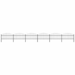 Garden Fence with Spear Top Steel 355x125 cm Black Height 100-125 cm 1055 cm