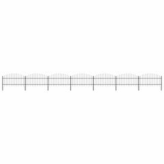 Garden Fence with Spear Top Steel 355x125 cm Black Height 100-125 cm 1230 cm