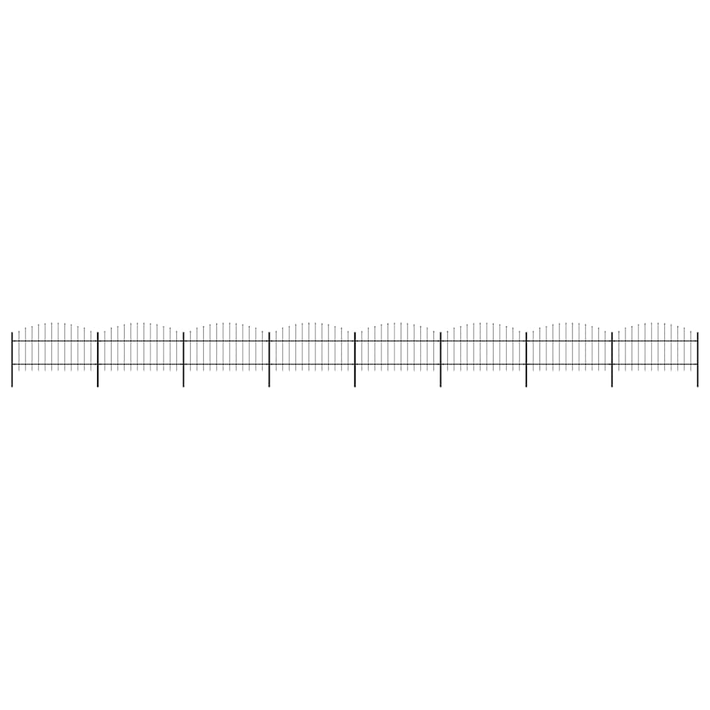 Garden Fence with Spear Top Steel 355x125 cm Black Height 100-125 cm 1405 cm