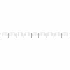 Garden Fence with Spear Top Steel 355x125 cm Black Height 100-125 cm 1580 cm