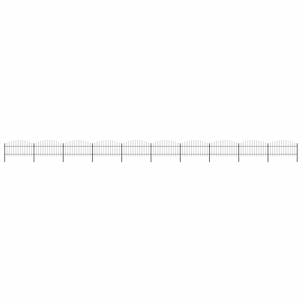 Garden Fence with Spear Top Steel 355x125 cm Black Height 100-125 cm 1755 cm
