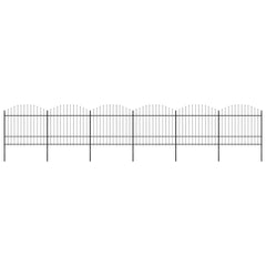 Garden Fence with Spear Top Steel 337x175 cm Black Height 150-175 cm 1005 cm