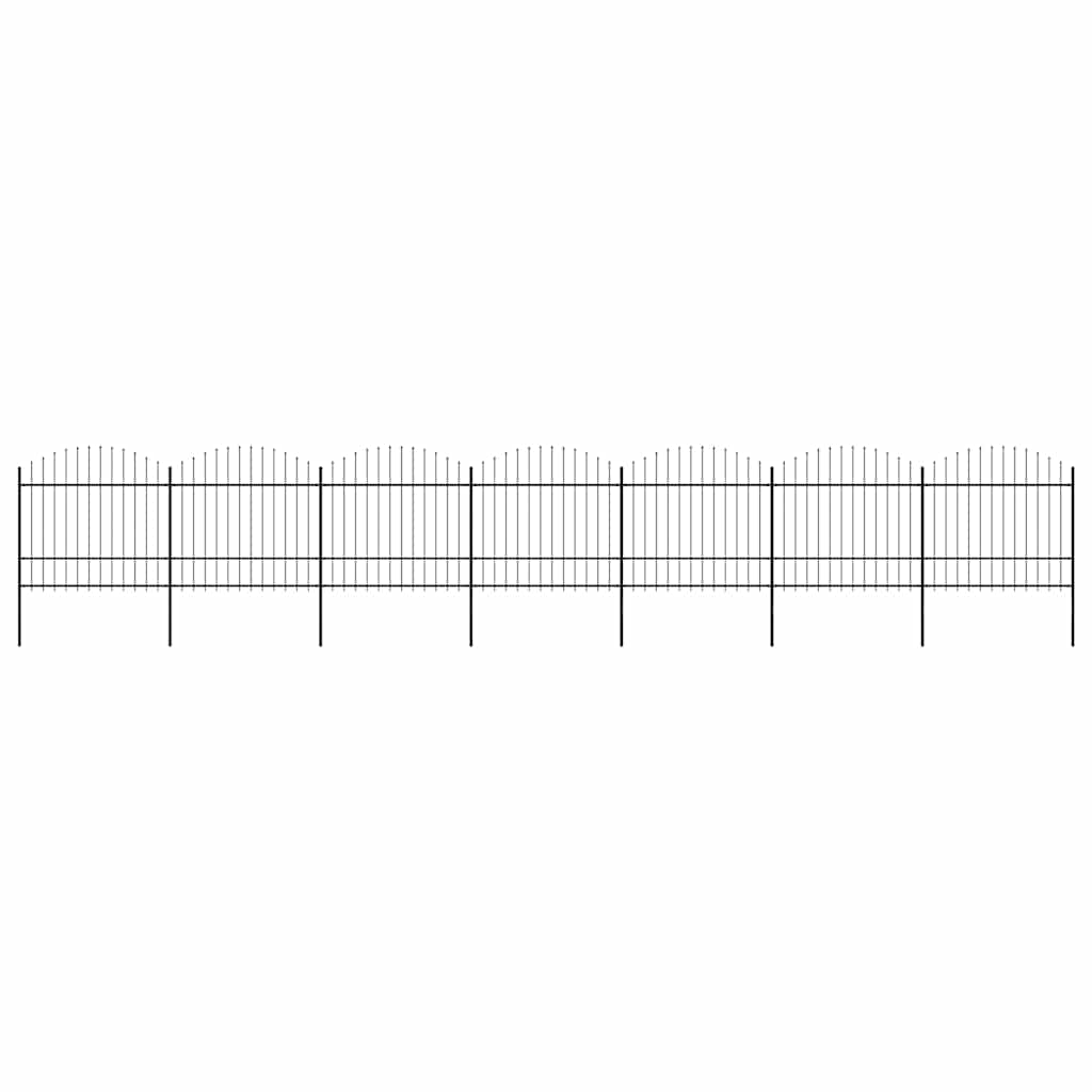 Garden Fence with Spear Top Steel 337x175 cm Black Height 150-175 cm 1172 cm