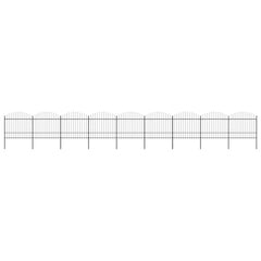 Garden Fence with Spear Top Steel 337x175 cm Black Height 150-175 cm 1506 cm