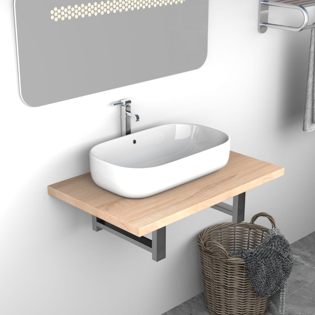 vidaXL Bathroom Wall Shelf for Basin Oak 60x40x16.3 cm 1