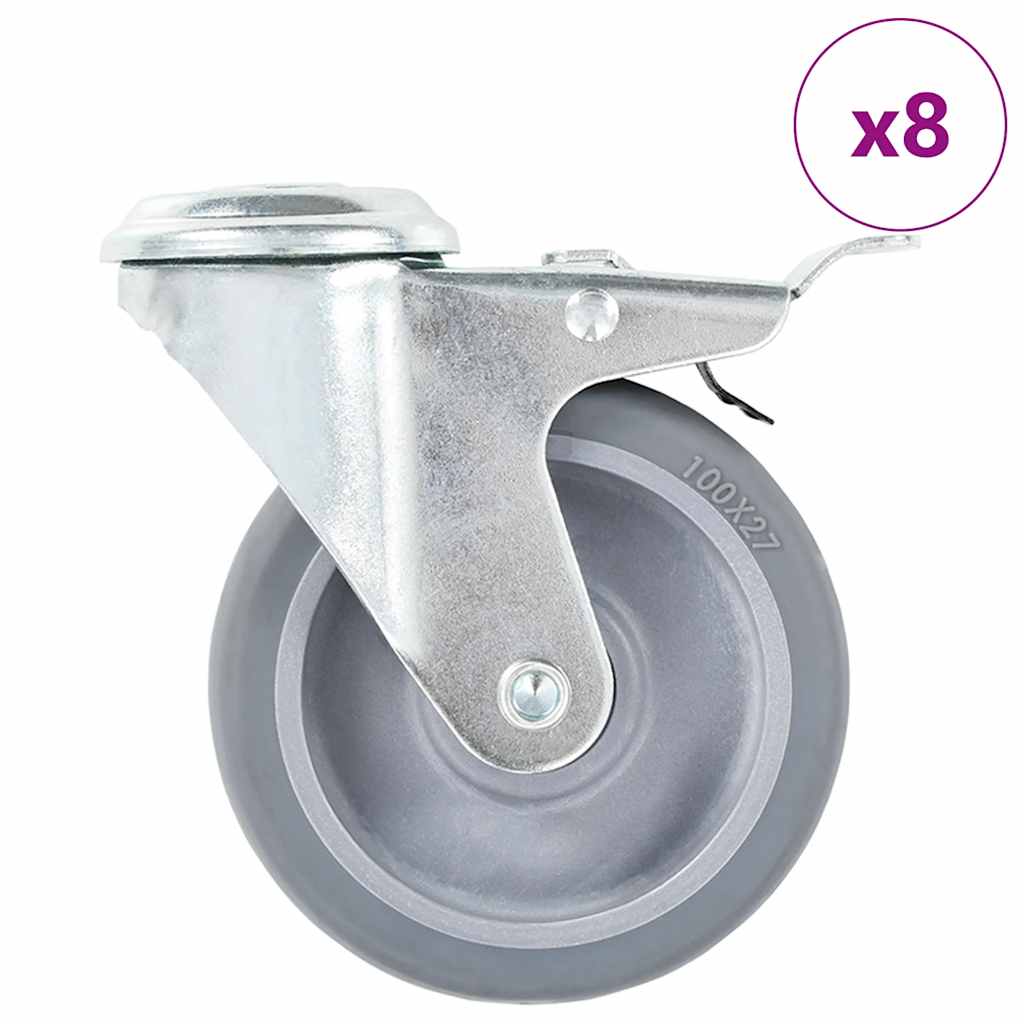 vidaXL 8 pcs Bolt Hole Swivel Casters 100 mm 1