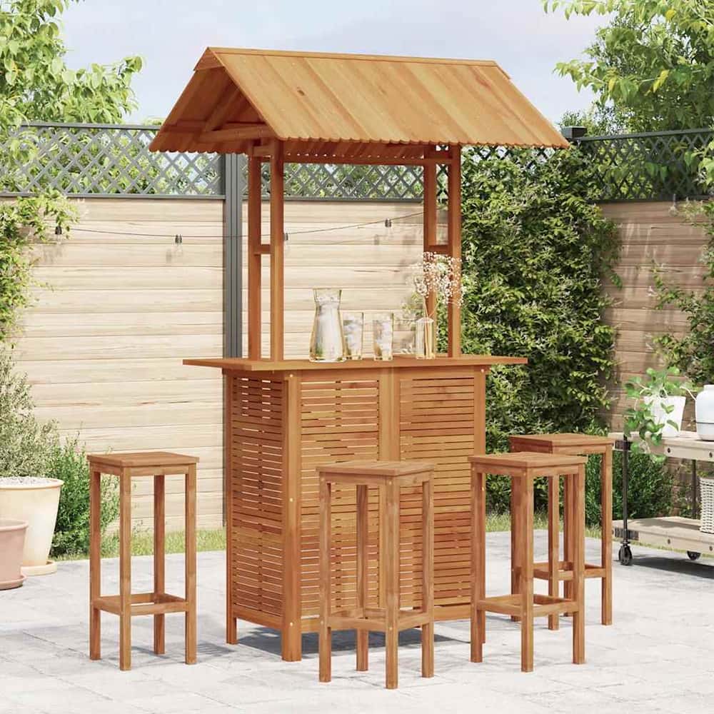 45909 vidaXL Outdoor Bar Table with Rooftop 113x106x217 cm Solid Acacia Wood 1