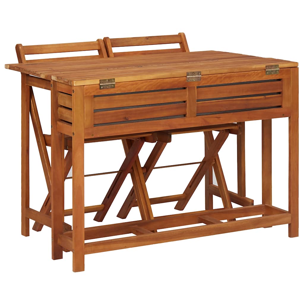45910 vidaXL Garden Planter Table with 2 Bistro Chairs Solid Acacia Wood 3