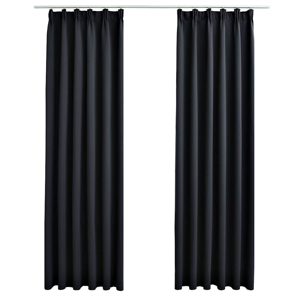 vidaXL Blackout Curtains with Hooks 2 pcs Black 140x245 cm 2