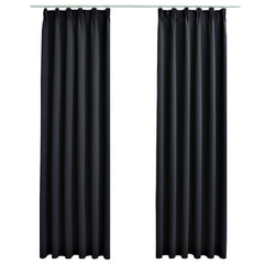 vidaXL Blackout Curtains with Hooks 2 pcs Black 140x245 cm 2