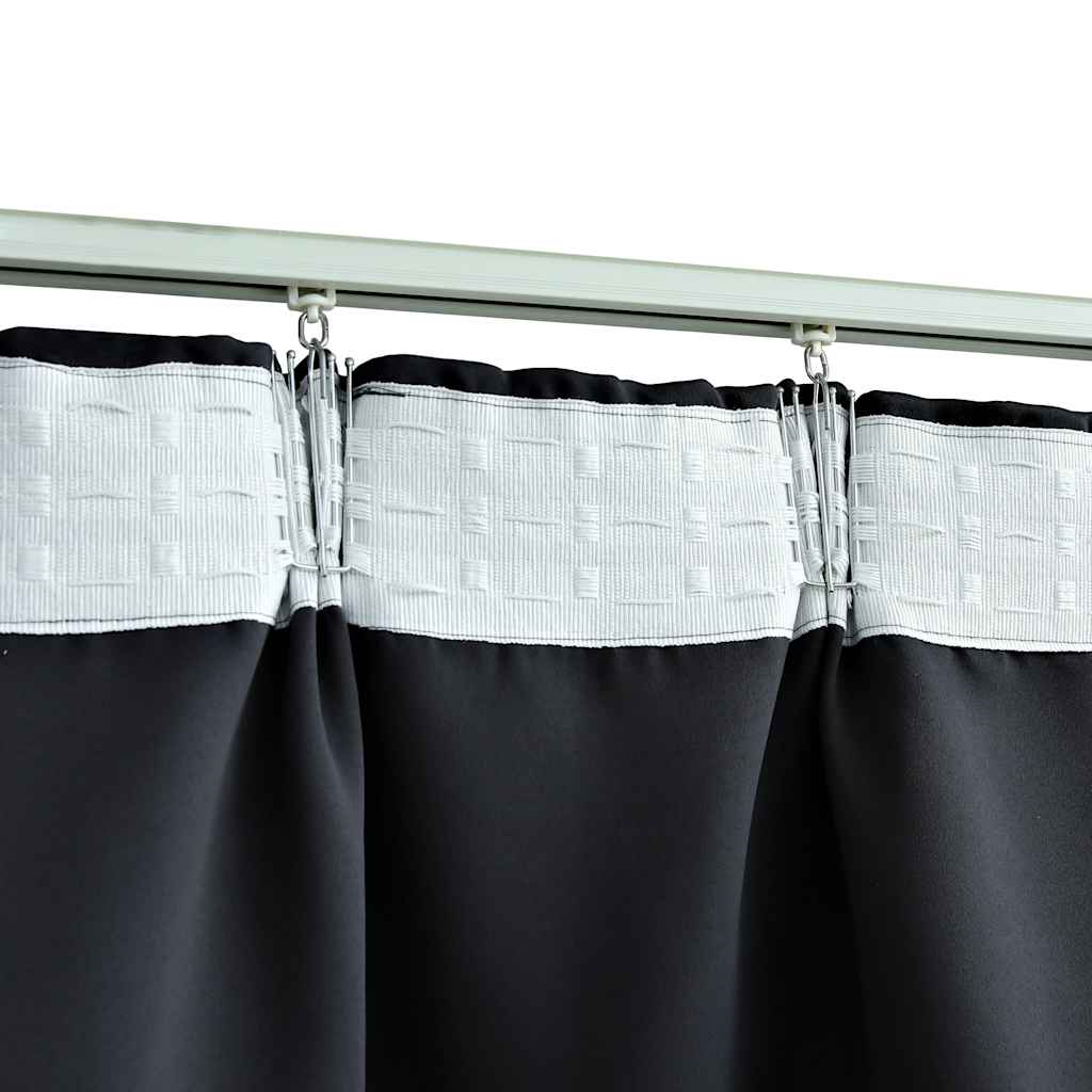 vidaXL Blackout Curtains with Hooks 2 pcs Black 140x245 cm 3