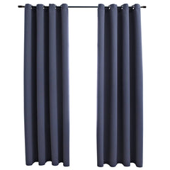 vidaXL Blackout Curtains with Metal Rings 2 pcs Anthracite 140x225 cm 2
