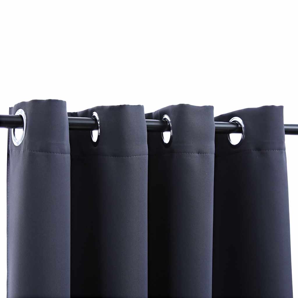 vidaXL Blackout Curtains with Metal Rings 2 pcs Anthracite 140x225 cm 3