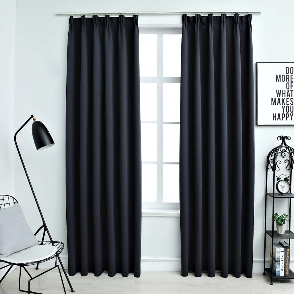 vidaXL Blackout Curtains with Hooks 2 pcs Anthracite 140x225 cm 1